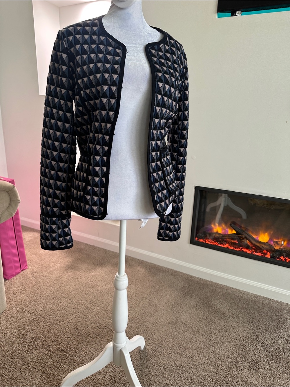 Heihei Structured Quilted Blazer Jacket - Black & Gray